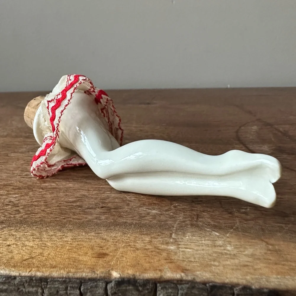 Antique Porcelain Leg Bottle Stopper Ladies’ Legs 1940s Pinup Cork MCM Rare